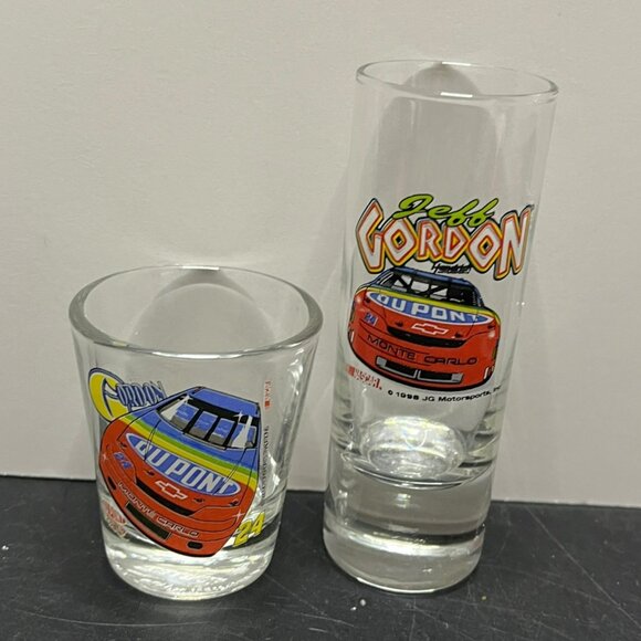 Jeff Gordon Shot Glass Lot of 2 Tall Short NASCAR #24 - Picture 2 of 4